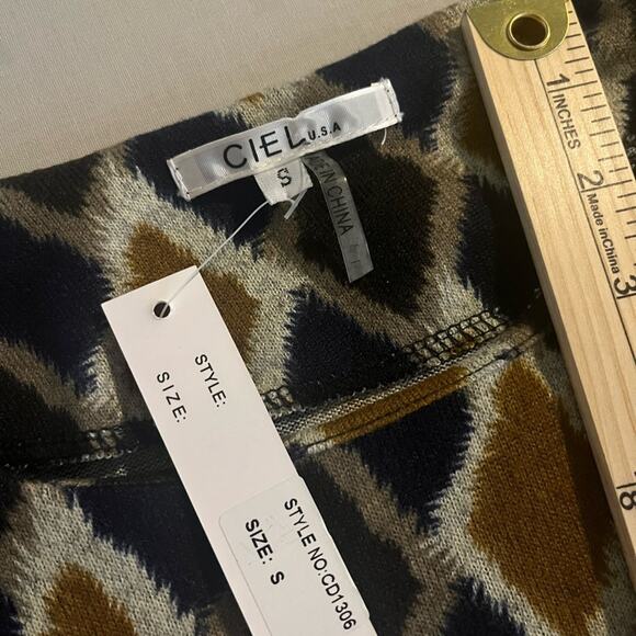 Ciel USA Geometric Pullover Diamond Long Sleeve Short Dress Sz Small S - Picture 6 of 10